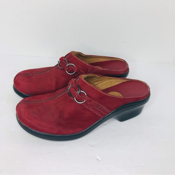 Ariat Women's Size 9B Clogs Red Leather Suede Slip On Comfort Shoes 15253 - Picture 2 of 8